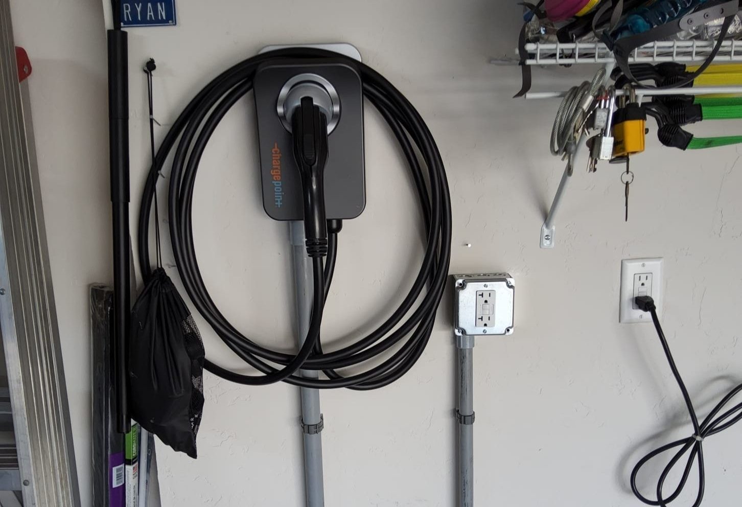 EV Charger Installed in Home Garage