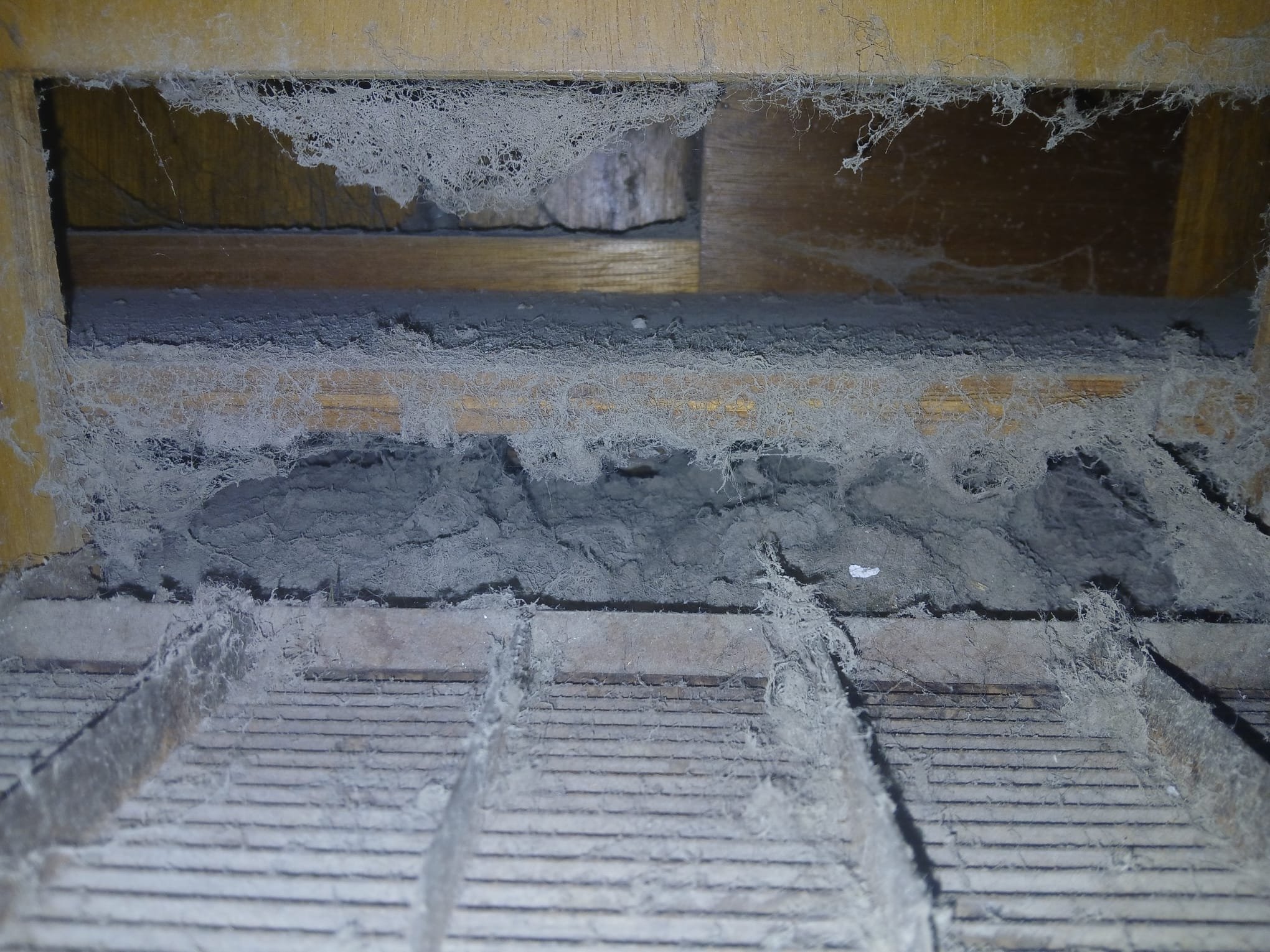 home duct filled with dust and debris