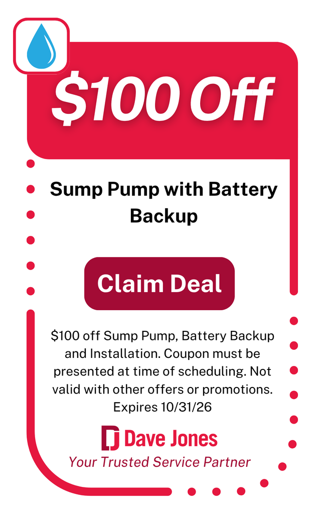 $100 off a sump pump and battery backup installation